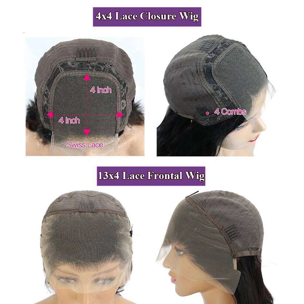 200% Density Body Wave Bob 4x4 13x4 HD Transparent Front Wig Human Hair Pre Plucked Lace Closure Wigs For Black Women