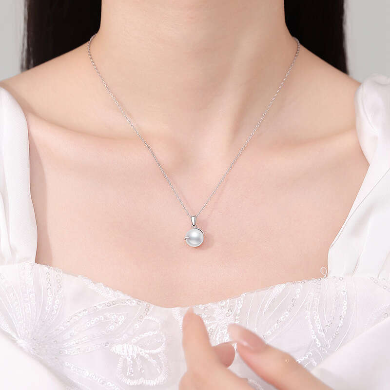 S925 Pure S925ier for Women FreS925hwater Pearl Necklace Perfect Round Bead Choker S925imple and Elegant e94