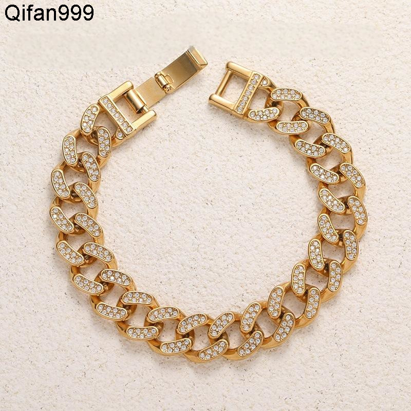 Mens Hip Hop Jewelry Bracelet Gold Plated Hip Hop Ice Diamond Miami Cuban Chain Bracelet Mens