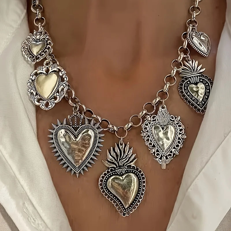 Fashion Exquisite Womens O-chain Choker Necklace Geometric Irregular Heart-shaped Pendant Necklace Y2K Daily Party Jewelry 250701