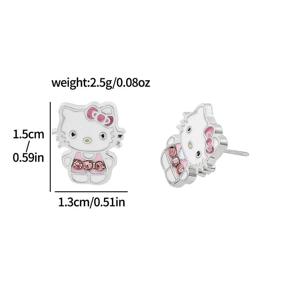 Sanrio Hello Kitty Melody Crystal Stud Earrings for Women Silver Plated Sanrio w250716