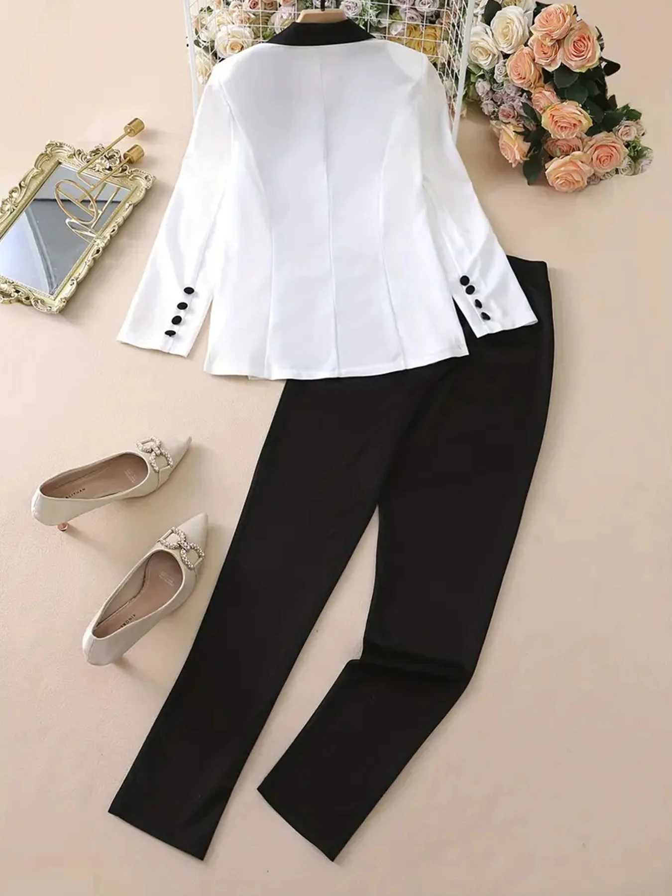 Womens Gradient Color and Snake Print Business Casual Two-Piece Suit Set Double Breasted Long Slved Lapel Suit Jacket and Hi X250704