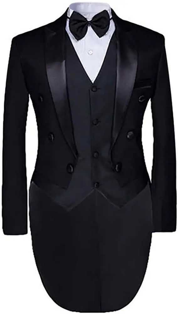 2023 Cloudstyle Mens Tailcoat Formal Mens Suit Slim Fit 3-Piece Suit Dinner Jacket Wedding Suit Male Swallow-Tailed Coat X250704