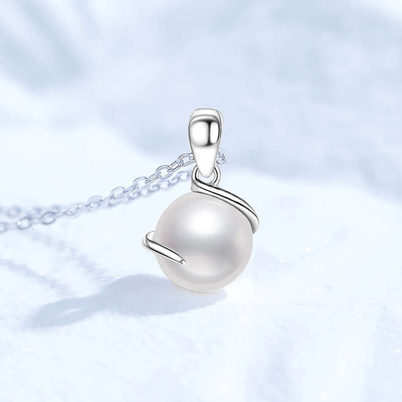 S925 Pure S925ier for Women FreS925hwater Pearl Necklace Perfect Round Bead Choker S925imple and Elegant e94
