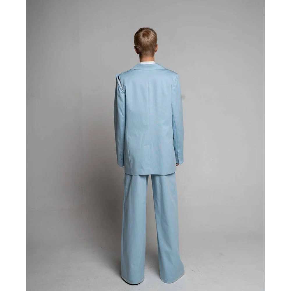 Summer Sky Blue Two-Pieces Suits for Men Gentleman Stylish Male Formal Outfit Single Breasted Blazer And Pants For Party X250704