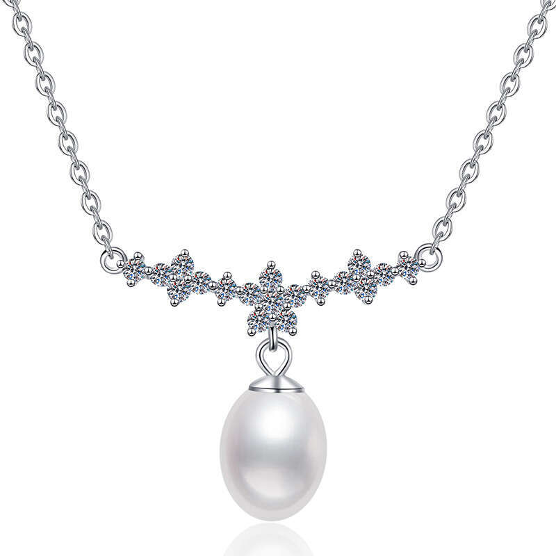 S925 Pure S925ier MoiS925S925anite Natural FreS925hwater Pendant S925mile BloS925S925om French Pearl Necklace for Women c60