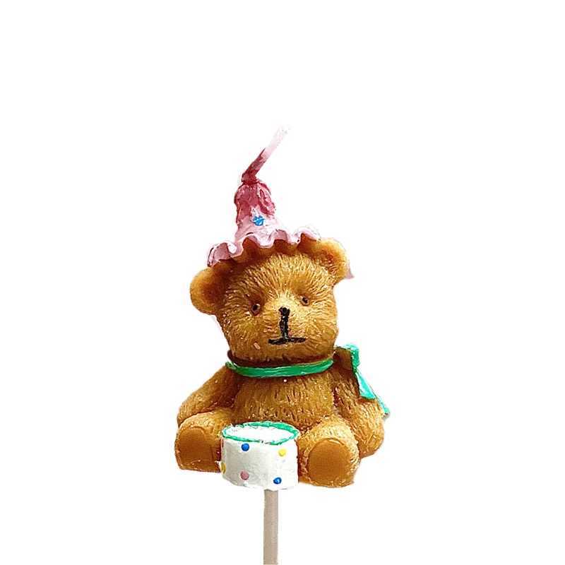 Bear Birthday Hat Candles Bear Cake Cupcake Topper Candle Baby Shower Cake Decoration Wedding Party Supplies W250704