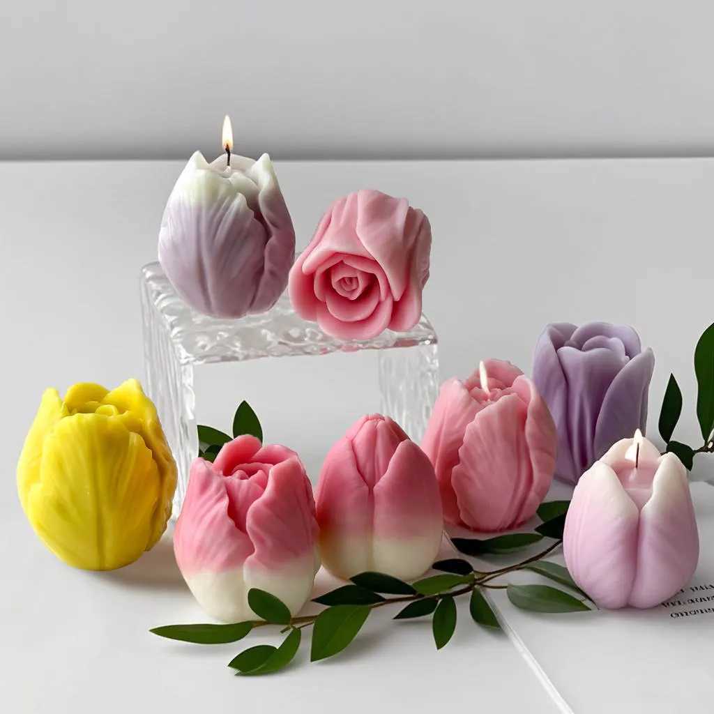 DIY Flowers Tulip Silicone Mold Handmade Scented Candle Plaster Resin Molds Homemade Cookies Chocolate Candy Baking Tool W250704