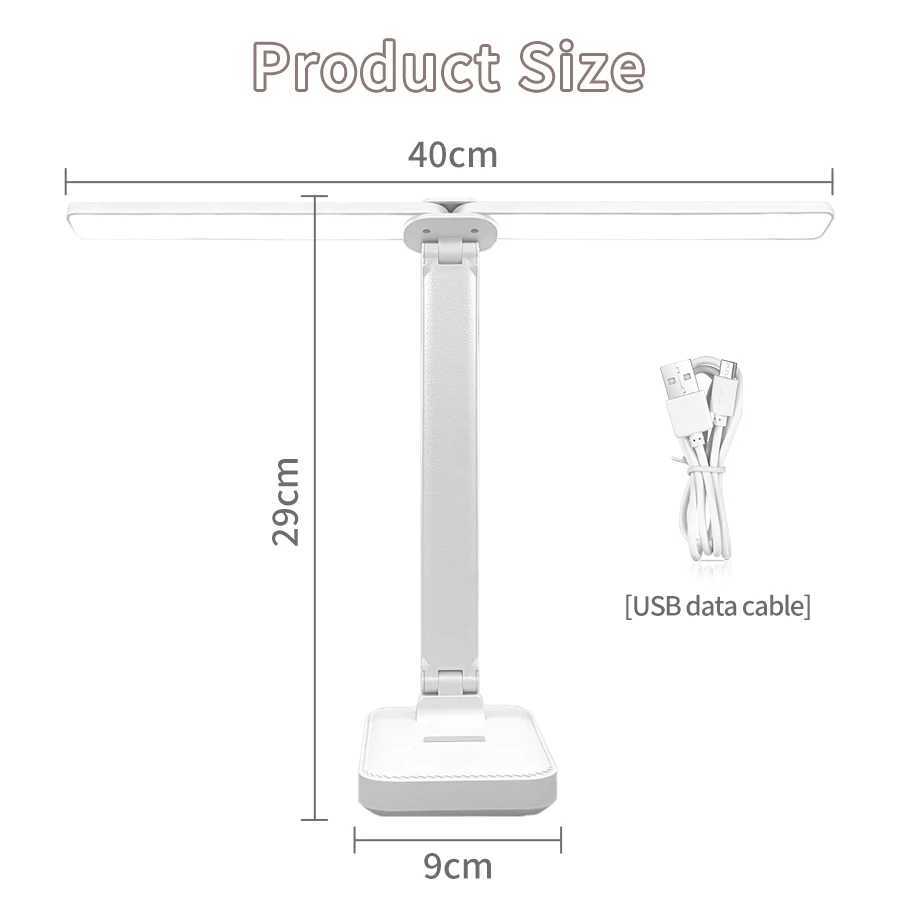 USB Rechargeable LED Desk Lamp 3 Levels Dimmable Touch Sensor Foldable Table Lamp Eye Protection for Bedroom Bedside Office XJ250703