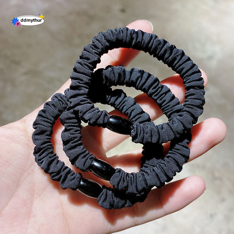 Korean High Elasticity Durable Black Ties Personality Large Intestine High-end Ponytail Hair Ropes Girl Rubber Bands ddmythur