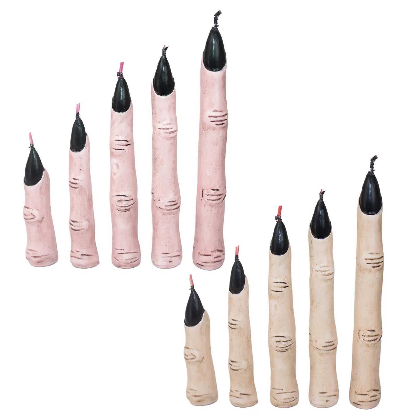 Gothic Candles Halloween Life-Size Finger Candles Novelty Scary Creepy Witch Thumb Candle With Black Nails Horror Realistic W250704