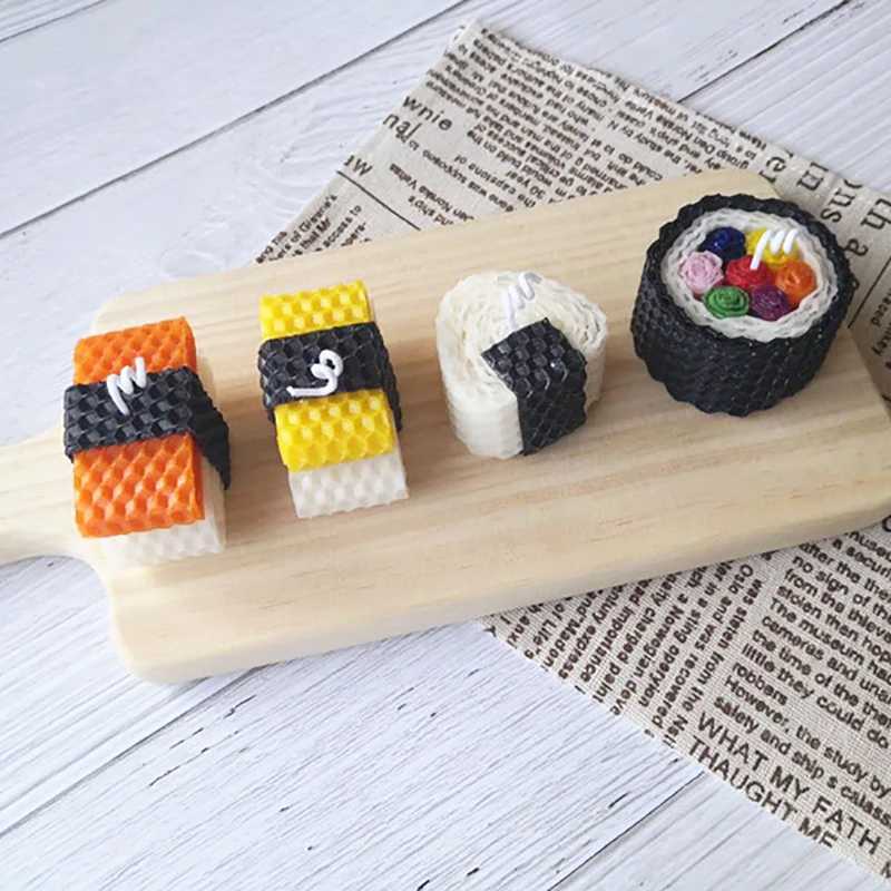 Creative Sushi Aromatherapy Candle Rice Ball Mini Scented Candles Beeswax for Birthday Wedding Home Decoration Party Wedding Spa W250704