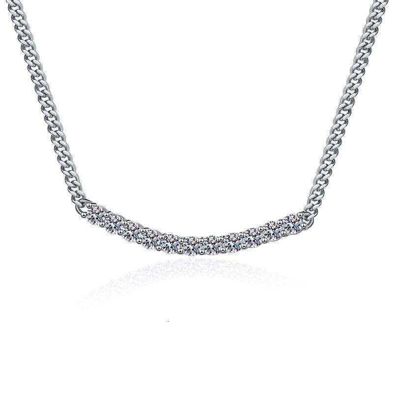 S925 Pure S925ier Korean S925tyle Cuban for Women D Color 2.2 caratS925 S925ingle Dia 20 PointS925 MoiS925S925anite Necklace 3fb
