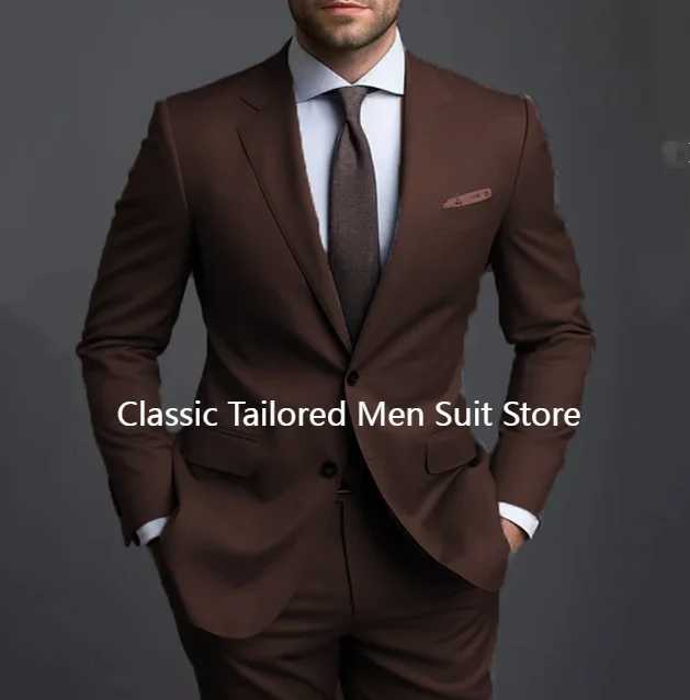 Gray Men Suits Formal Business Notched Lapel Groom Wedding Suits For Men 2 Pieces Slim Fit Tuxedos Blazer Pants Mens Suits X250704