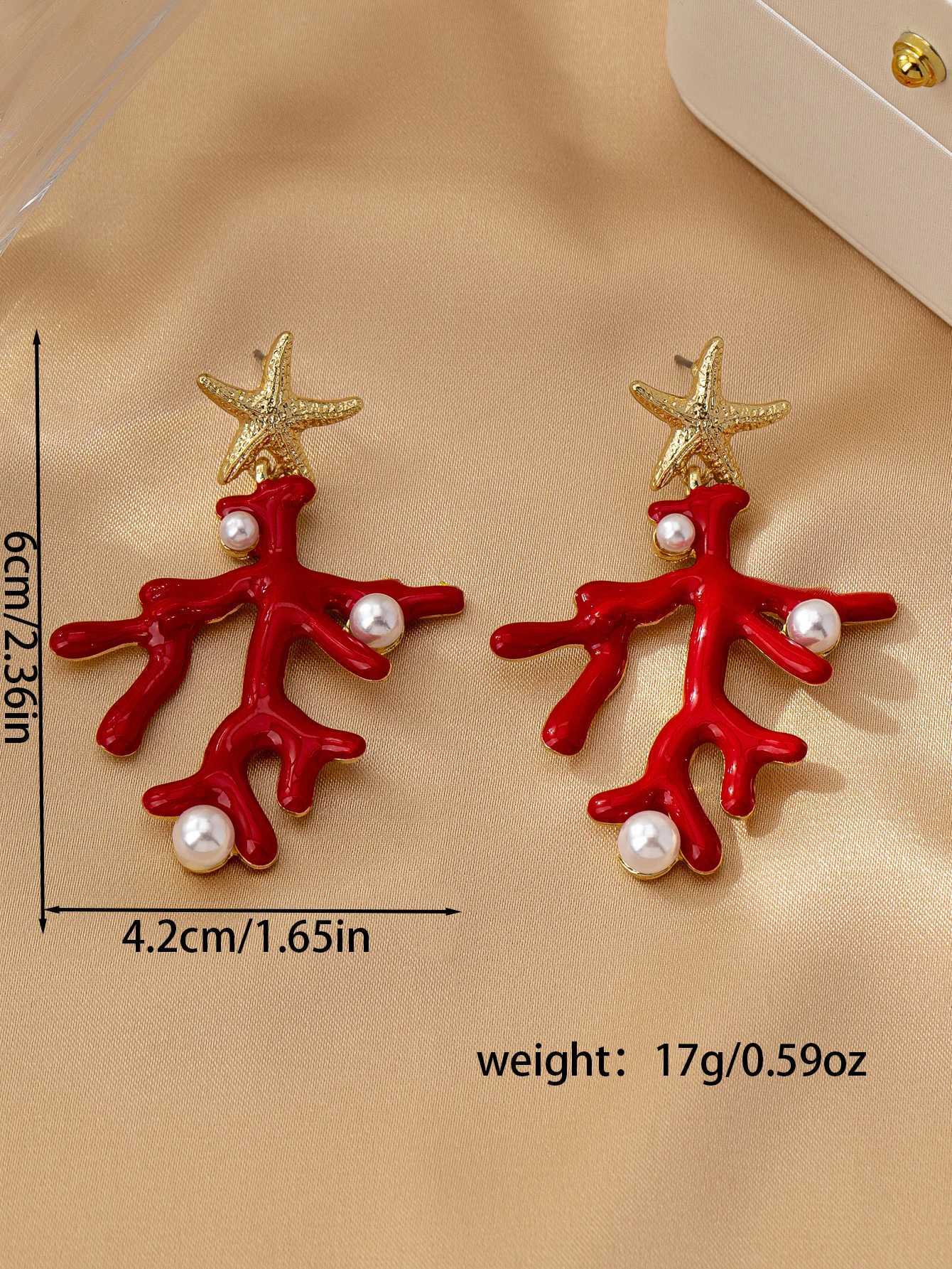1 Pair Ocean Style Casual Temperament easiest for match Retro Fashion Coral Shaped Earrings Y250704