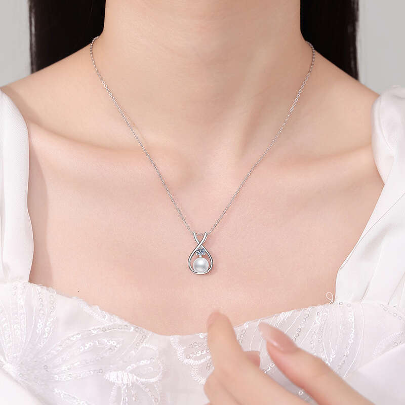 S925 Pure S925ier Natural FreS925hwater Pearl Pendant MoiS925S925anite Necklace PrinceS925S925 Diana S925tyle cfb