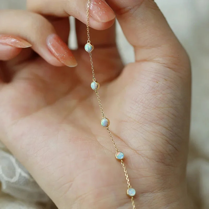 SOFTPIG Real 925 Sterling Silver Round Opal 18K Gold Chain Bracelet For Fashion Women Party Trendy Fine Jewelry Exquisite Gift 250628