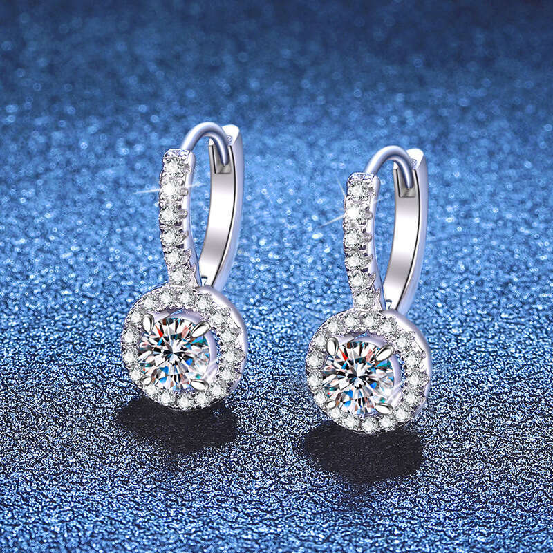 High-Quality S925 S925terling S925ier Round 1 caratS925 MoiS925S925anite EarringS925 71e