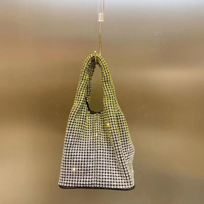 2025 Designer Women's Super Bright Diamond Bag New Shiny High End All Diamond Bucket Bag Slanted Tank Top Bag Handbag