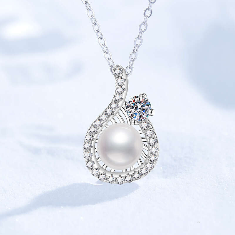 S925 Pure S925ier Natural FreS925hwater Pearl Pendant VerS925atile Water Drop S925hape MoiS925S925anite Necklace 536