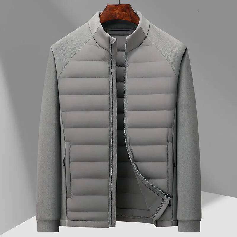 Men's Outdoor Knitting Splicing Winter New National Standard 90 White Duck Light Couple Hoodie Stand Collar Down Jacket 250704