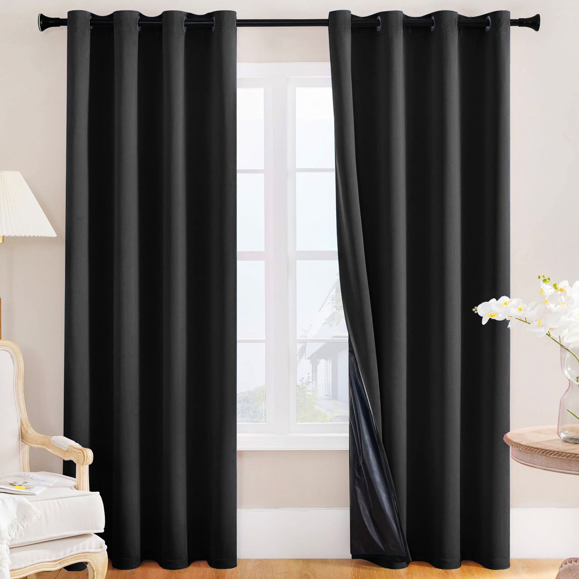 YL-35557 coated foreign trade curtains full light-proof waterproof solid color heat insulation curtain finished product