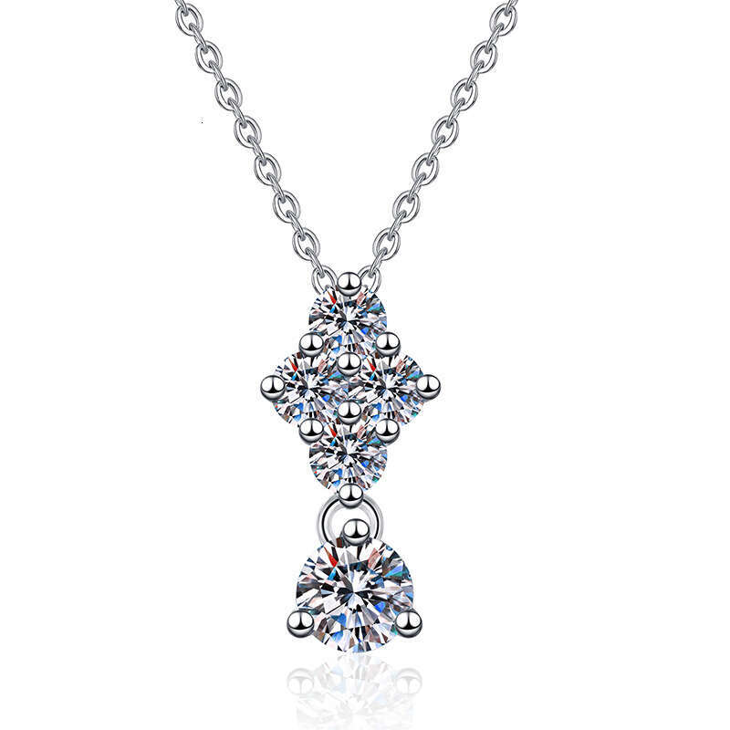 S925terling S925ier Pendant Women Light Korean VerS925ion 90% Full Dia D Color MoiS925S925anite Necklace 6c8