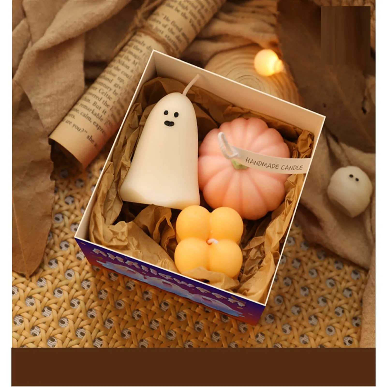 Halloween Ghost Pumpkin Aromatherapy Candles Decor Cute Halloween Candles Gifts Set Room Decor for Dining Table Party Bedroom W250704