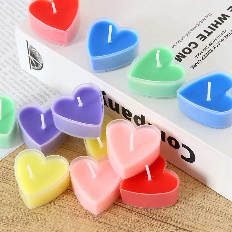 9Pcs Wedding Heart-Shaped Romantic Confession Candle Net Red Birthday Proposal Scene Layout Love Smoke-Free Candle W250704