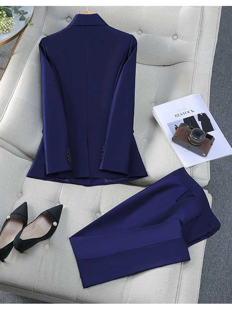 ZJYT Elegant Womens Blazer Trousers Sets for Women 2 Pieces Office Lady Work Outfit Plus Size Autumn Matching Pants Sets Suits X250704