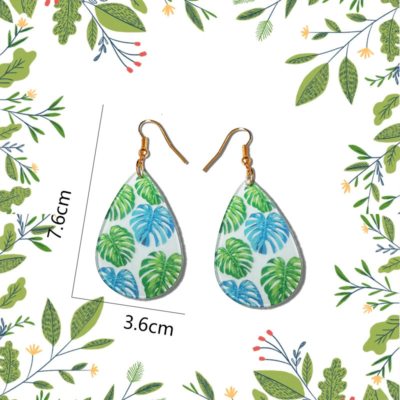 Jewelry Fresh Sweet Teardrop Butterfly Turtle Leaf Floral Transparent Acrylic Earrings