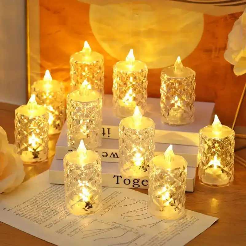 Crystal Flameless Candle Light Flameless LED Crystal Candle Light Clear Shell Crystal Candle Light Ornament W250704