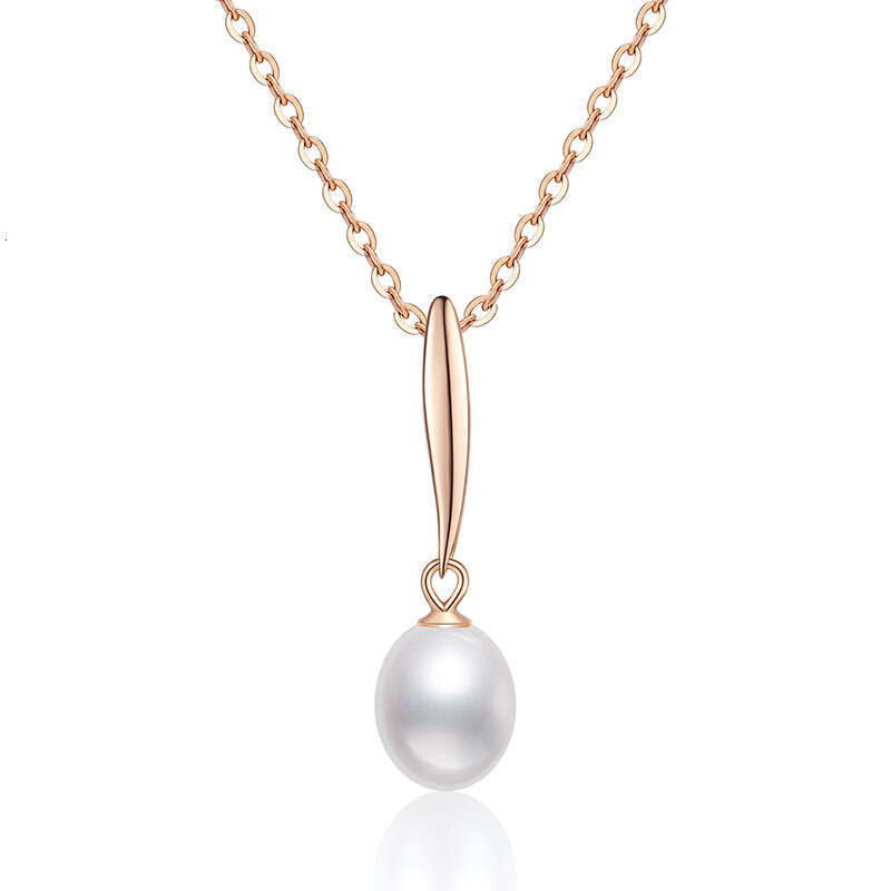 S925 Pure S925ier FreS925hwater Pearl Necklace Pendant Elegant VerS925atile Collarbone Chain Champagne Gold d68