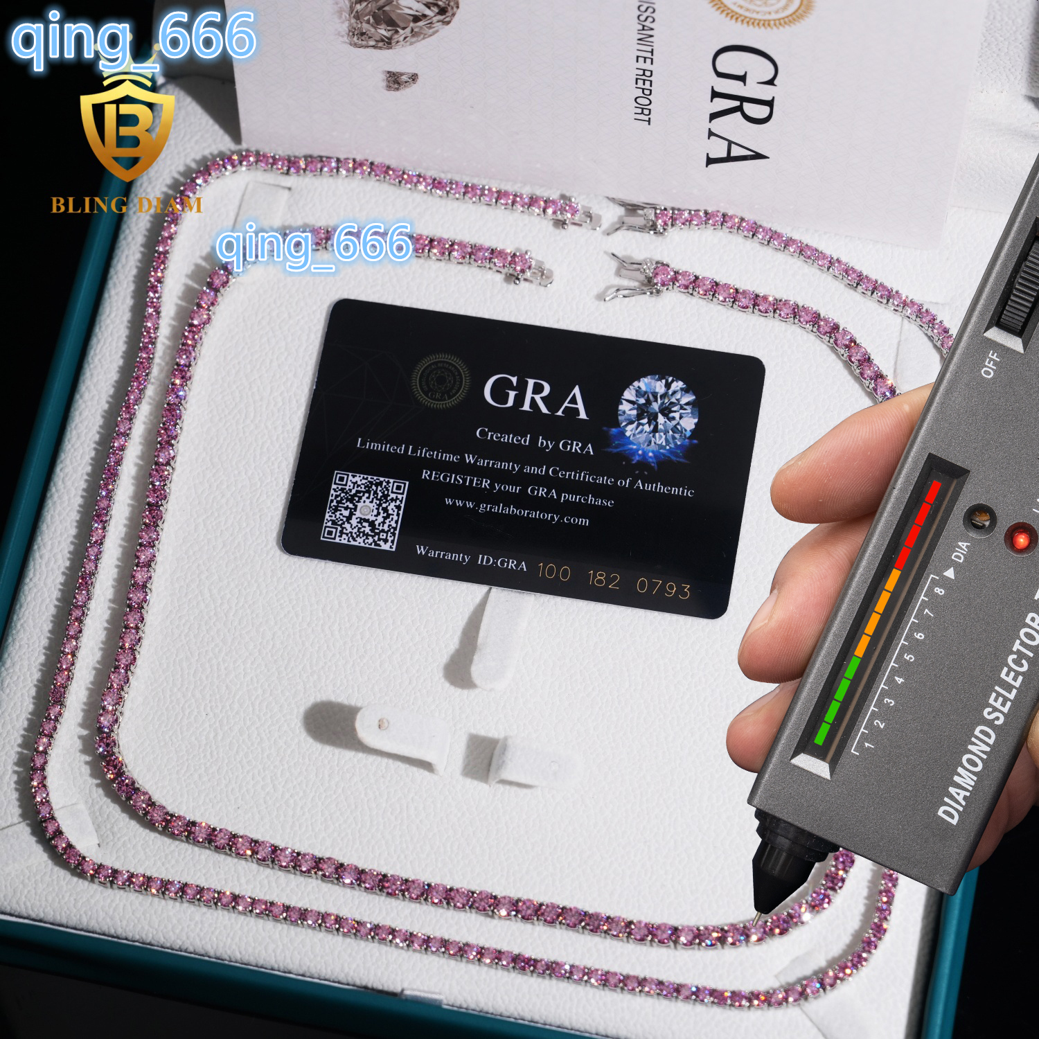 2025New Arrivals 925 Sterling Silver Iced Out Hip Hop Jewelry Color Moissanite 3mm 4mm 5mm Tennis Chain Necklace