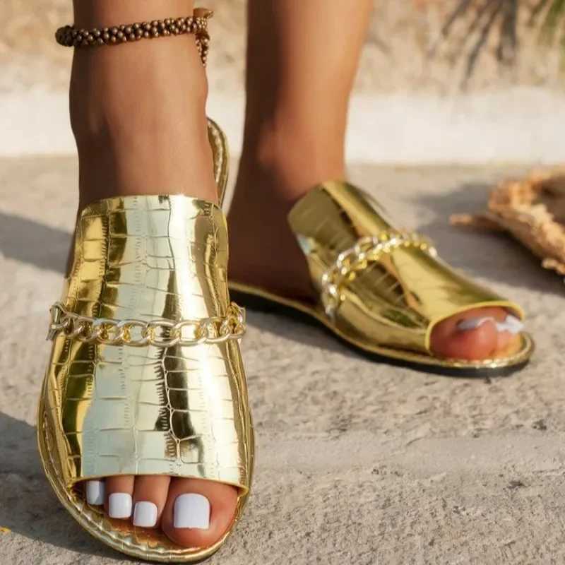 2024 Summer and Autumn New Large Size Open-toed Flip-flops Flat Wedge Sandals for Women Shoes for Women W250704