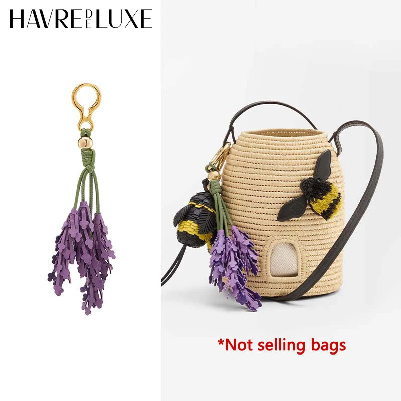 Lavender leather bag charm purple flower keychain bag pendant decoration high girl gift bag accessories 250703