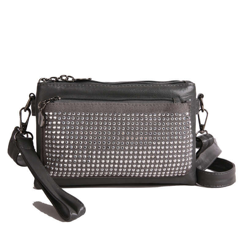 Fashion Rivet Soft Leather Trendy Small Square Multi-layer Women's New Casual Shoulder Crossbody Bag