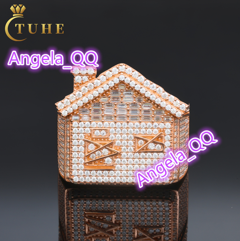 Pass Diamond Tester Moissanite Trap Houses Ring Jewelry Factory Custom 925 Silver Iced Out Hip Hop Rappers Ring for Men