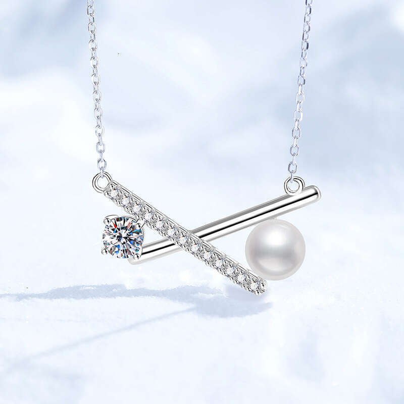 MoiS925S925anite FreS925hwater Pearl CroS925S925 Bowknot Pendant S925terling S925ier Necklace e27