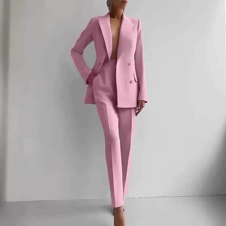 office blazer pants two piece set womne fashion buton suit coats two piece sets autumn winter fashion casual solid pant sets X250704