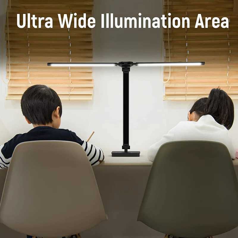 Double Head LED Desk Lamp Dual Swing-arm Table Lamp for Home Office 5 Color Modes and 5 Dimmable Modern Eye-Caring Piano Lamp XJ250703