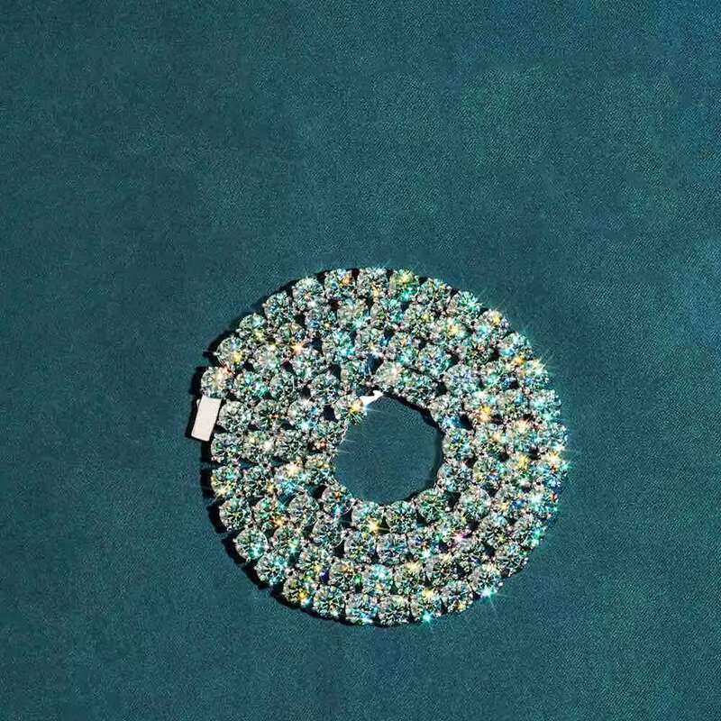 3mm 4mm 5mm 6.5mm Green Moissanite Tennis Chain Hip Hop Pass Diamond Tester Iced out GRA Bling 925 Silver Necklace