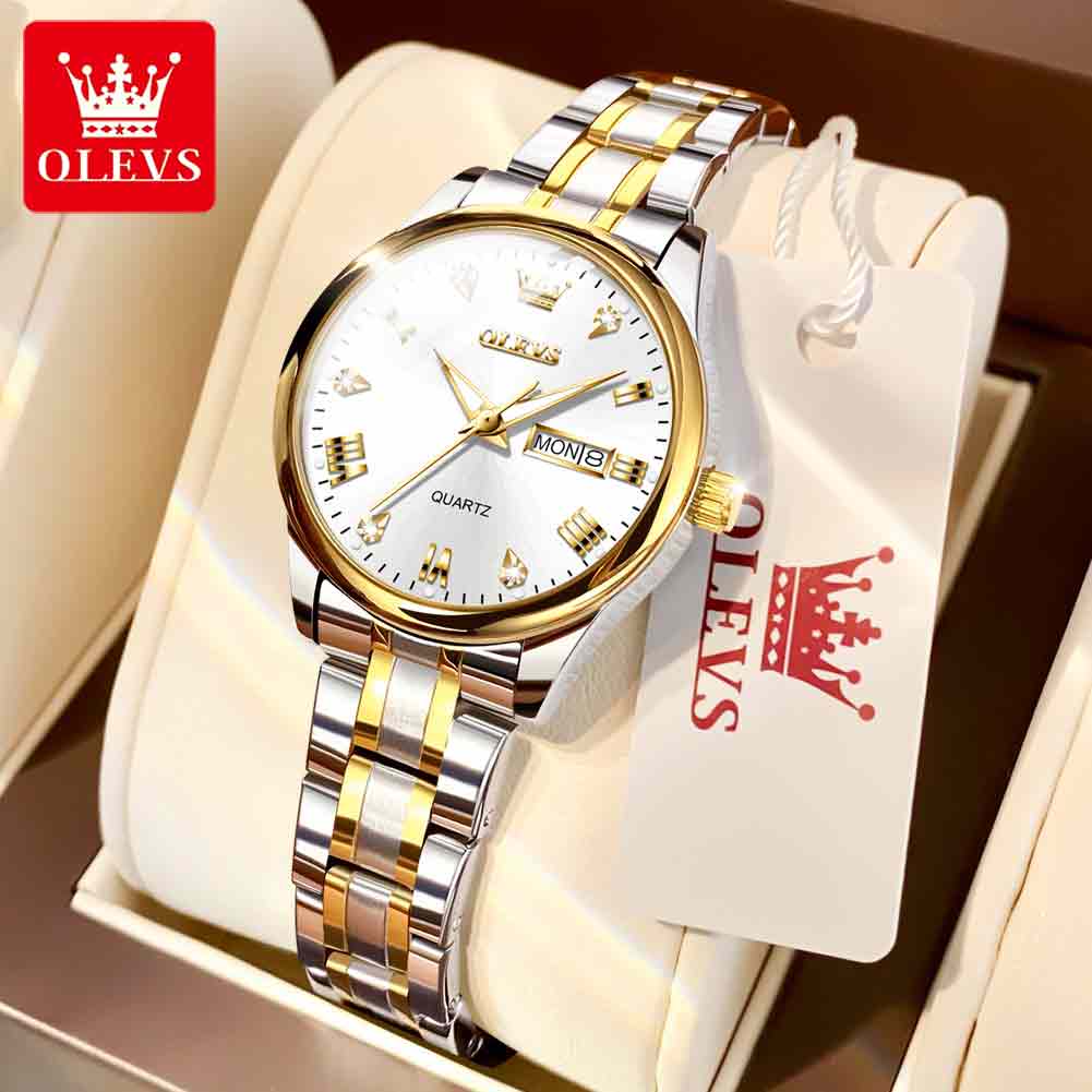 OLEVS Women Wrist Watch Original Watches for Ladies Waterproof Stainless Steel Luxury Quartz Woman Wristwatch Gold reloj hombre