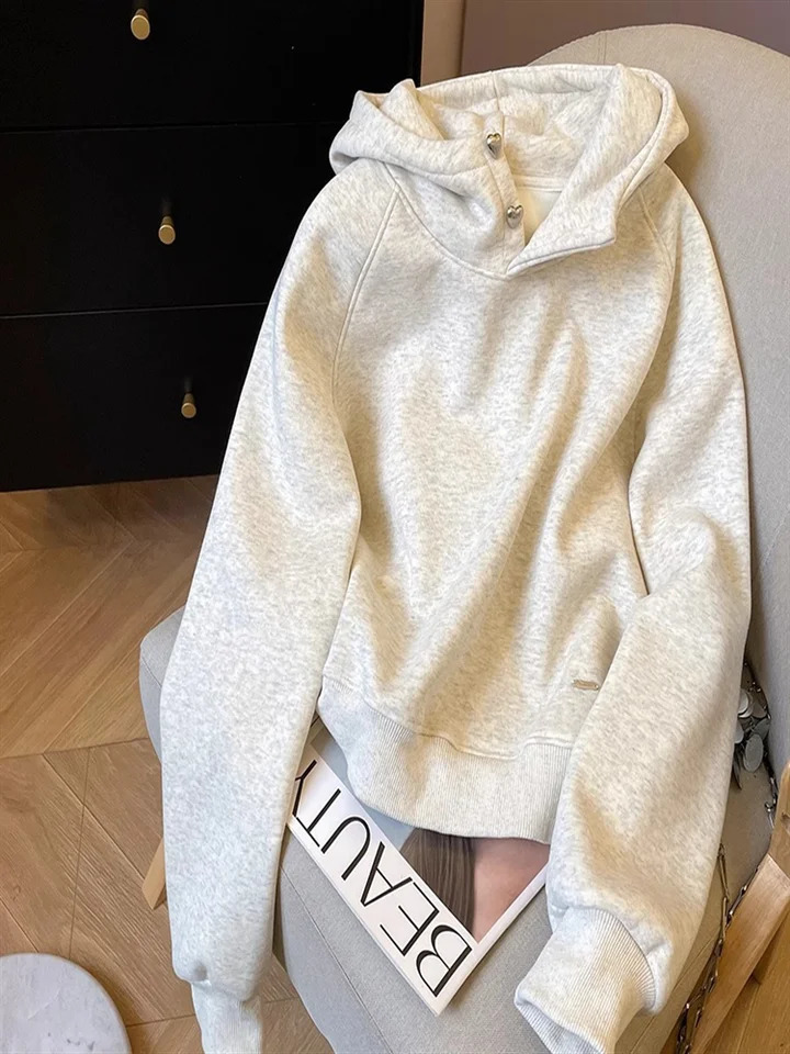 Thickened Pure Cotton Fleece Womens Hoodie Sweatshirt Oversize American High Street Style Autumn Winter Arrival 250704