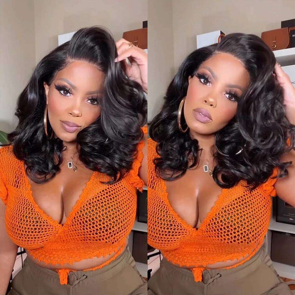 Short Cut Loose Body Wave Bob 13x4 HD Transparent Lace Frontal Wear Go Glueless Wig 180% Density Brazilian Human Hair