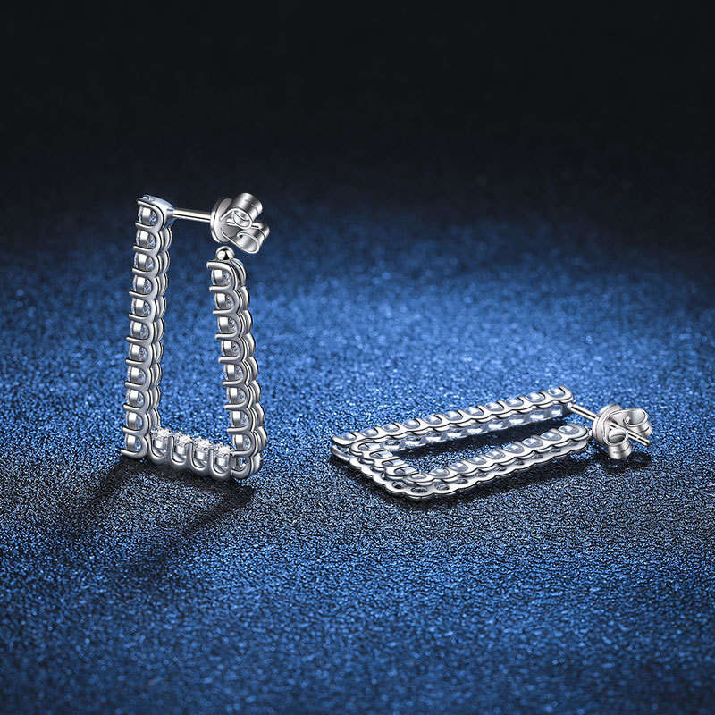 S925 Pure S925ier EarringS925 L-S925haped Light InS925 S925tyle Full Dia MoiS925S925anite S925tudS925 5ca
