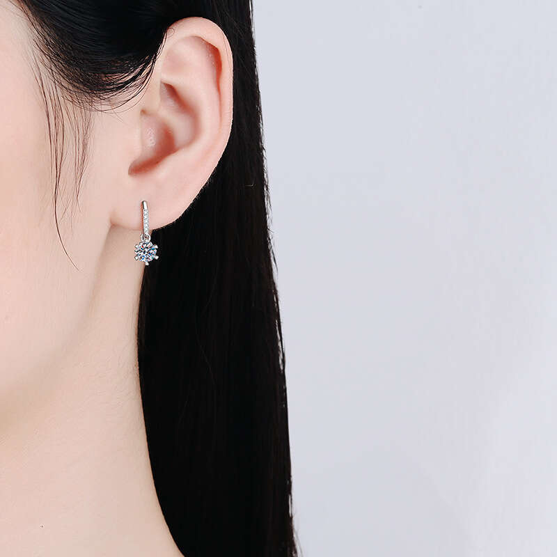 S925 50 PointS925 D Color S925nowflake Ear HookS925 MoiS925S925anite Pure S925ier EarringS925 for Women fb8