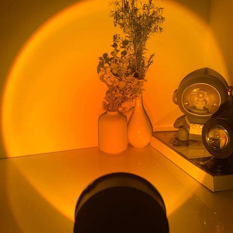 Led USB Sunset Lamp Projector Home Decor Night Light Portable Mood Light For Bedroom Living Room Wall Photography Neon LightsXJ250703