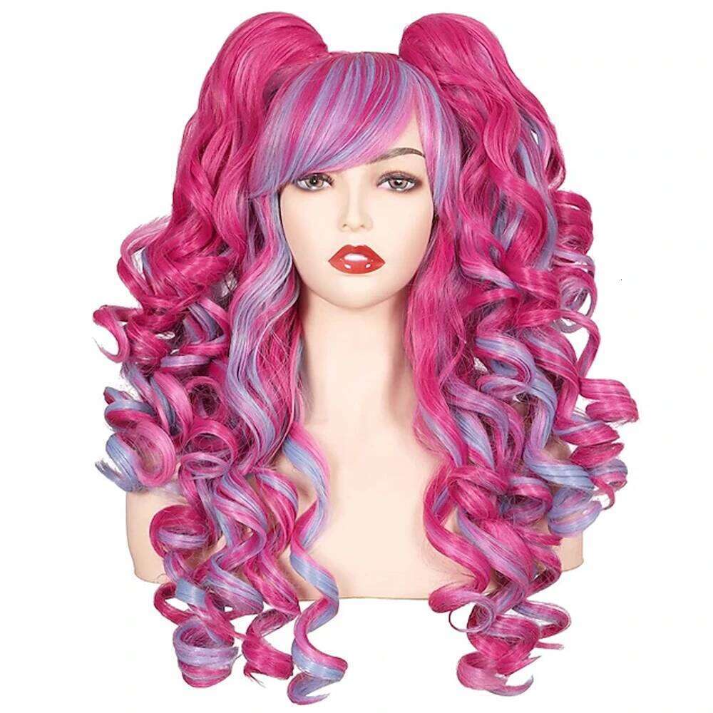 HAIRJOY Women Synthetic Hair Long Curly Cosplay Wig Halloween Wigs for Party with 2 Ponytails