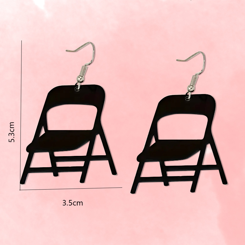 New Mirror-Reflecting Fun Simulation Folding Chair Acrylic Earrings Fashion Accessories